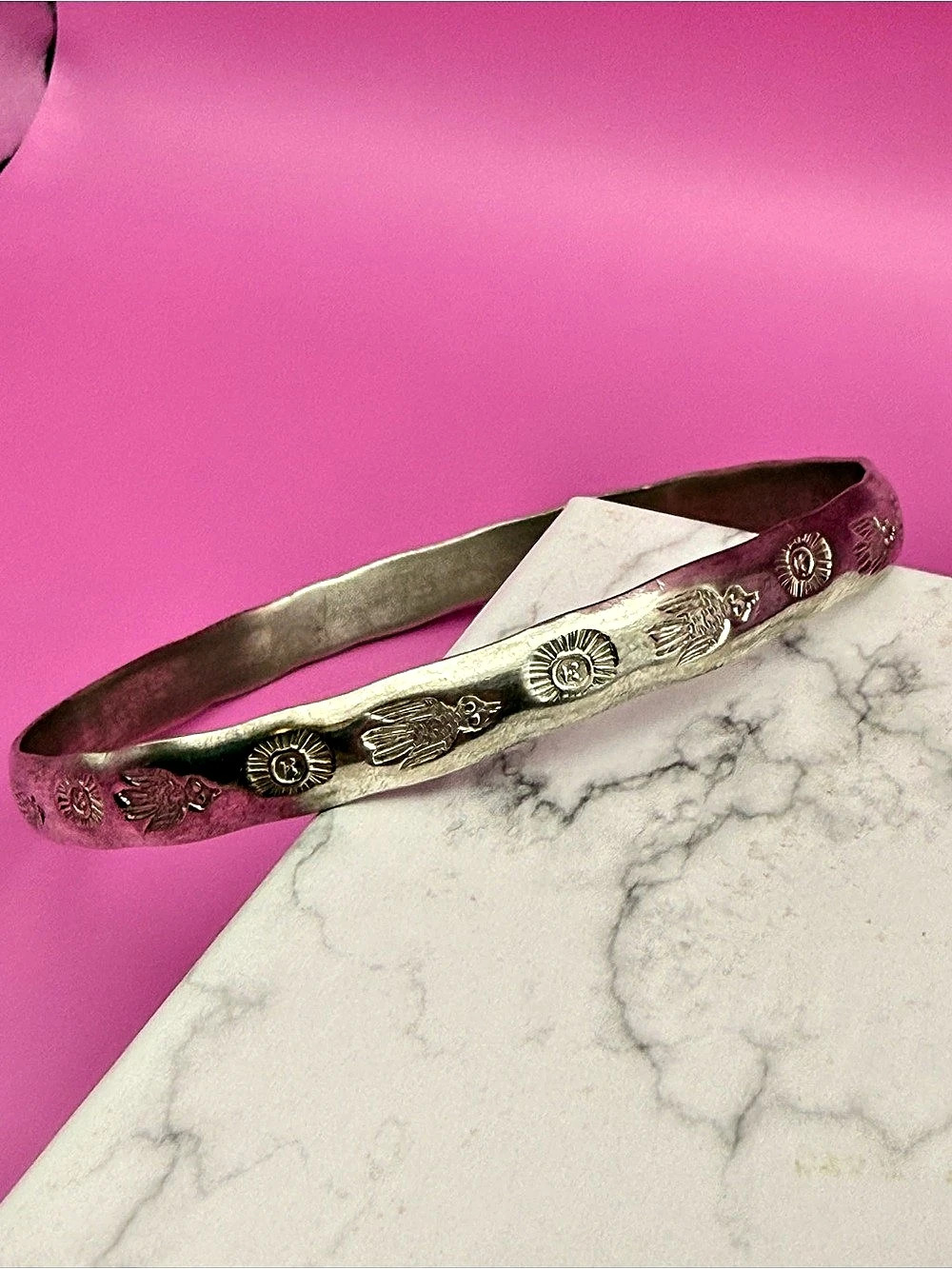 Vintage Sterling 925 Southwestern Thunderbird Sunburst Bangle Bracelet 17.12g